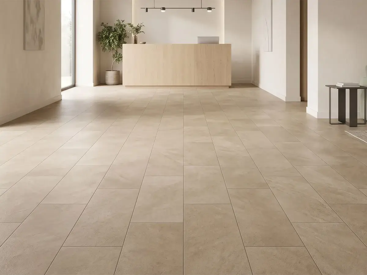 Dryback LVT Zemin Kaplaması uygulaması resepsiyon bekleme salonu